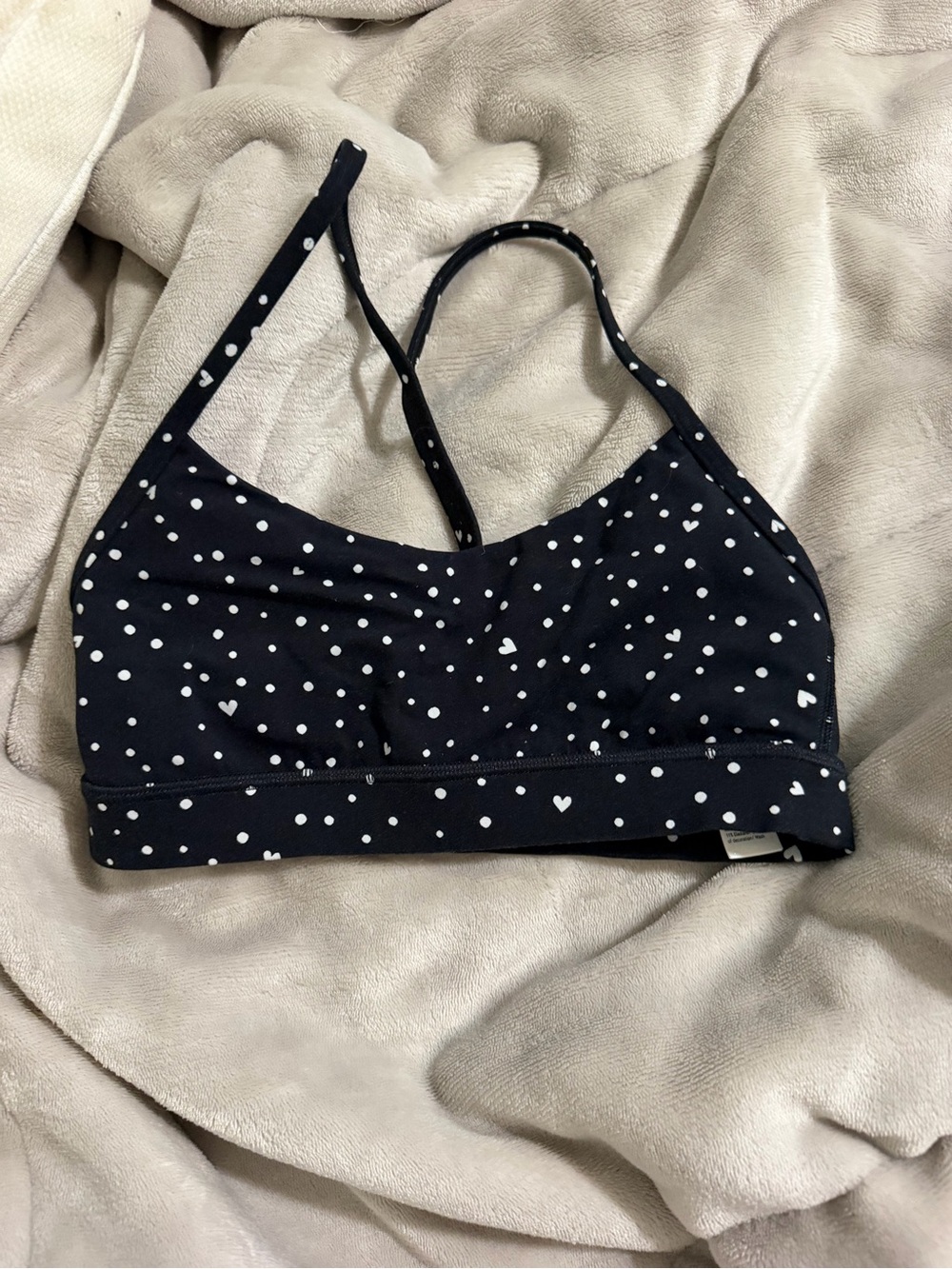Size 4 Lululemon Black Polka Dot Heart Sports Bra